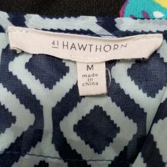 41 Hawthorn Moni Studded Geo Print Blouse Size M Navy White Tunic Top - Picture 6 of 6